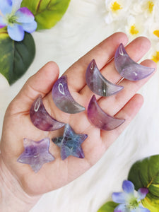 Light Rainbow Fluorite Puffy Star or Moon