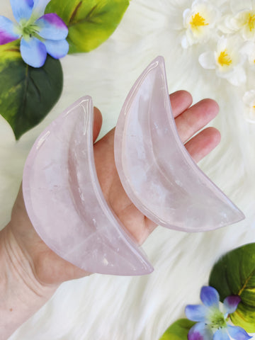 Small Light Rose Quartz Moon Bowl