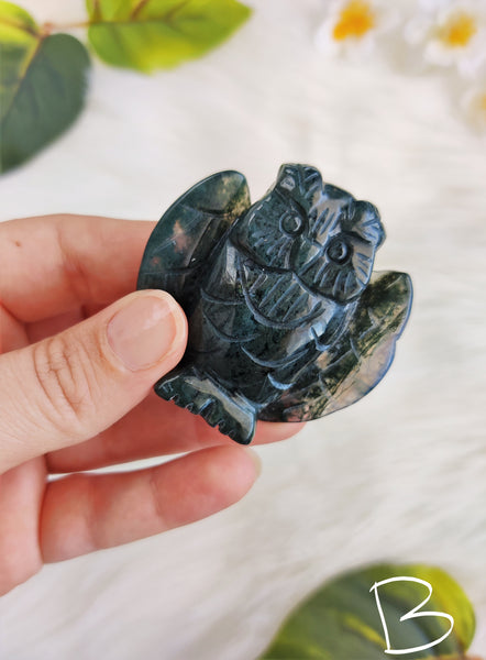 Moss Agate Owls