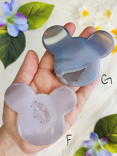 Agate Mickey Mouse Silhouette with Druzy