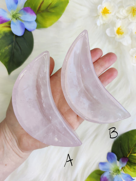 Small Light Rose Quartz Moon Bowl