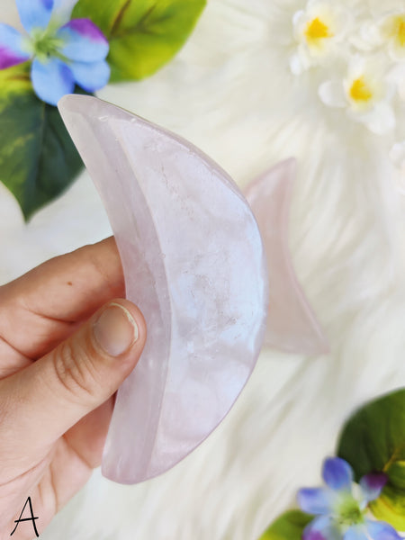 Small Light Rose Quartz Moon Bowl