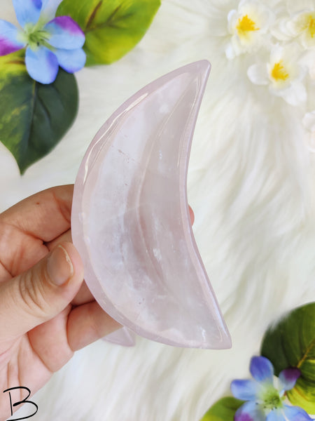 Small Light Rose Quartz Moon Bowl