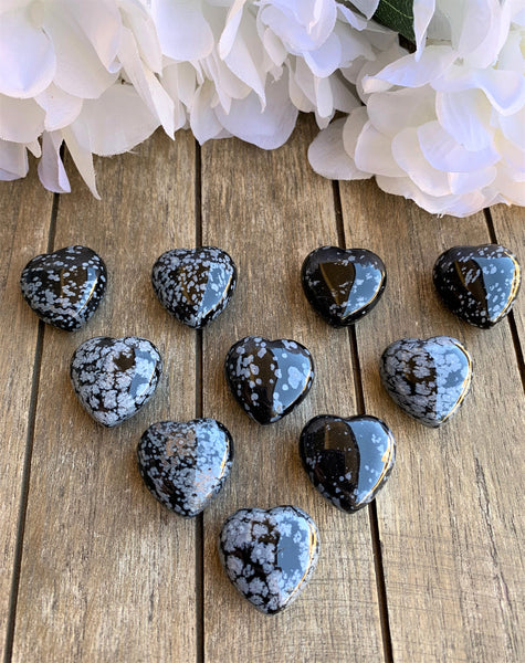 Snowflake Obsidian Puffy Heart