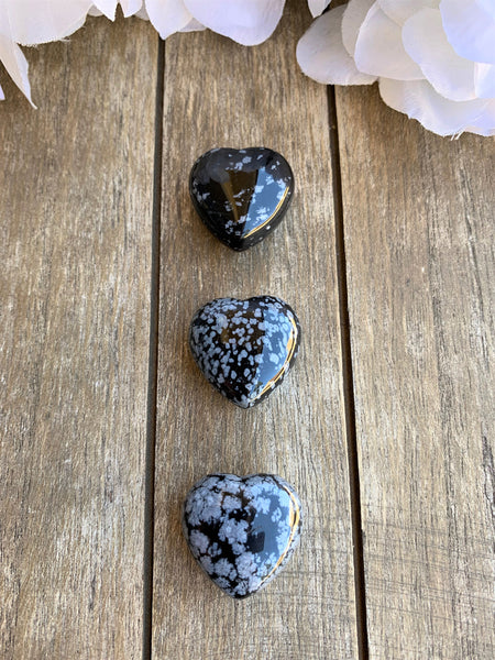 Snowflake Obsidian Puffy Heart