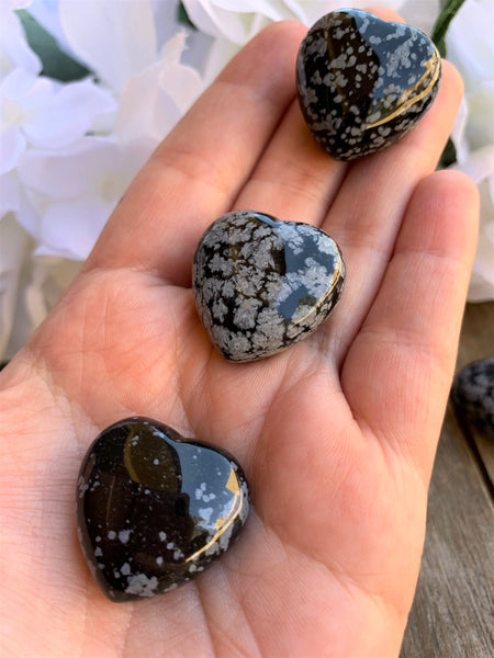 Snowflake Obsidian Puffy Heart