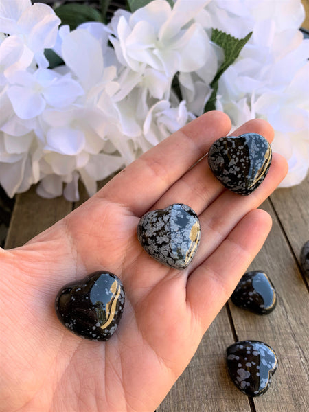 Snowflake Obsidian Puffy Heart