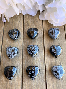 Snowflake Obsidian Puffy Heart