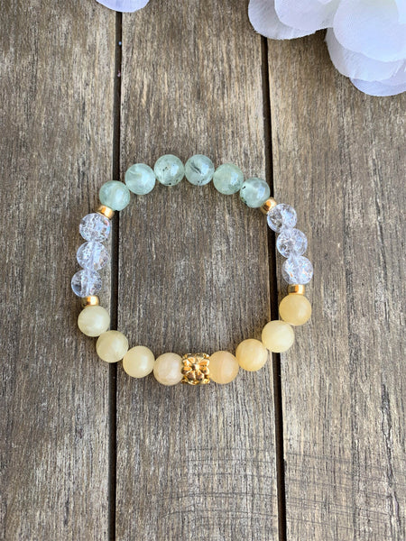 Yellow Aragonite & Prehnite