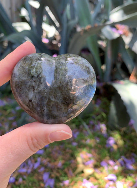 Labradorite Puffy Heart #4 With Blue Flash