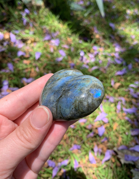 Labradorite Puffy Heart #4 With Blue Flash