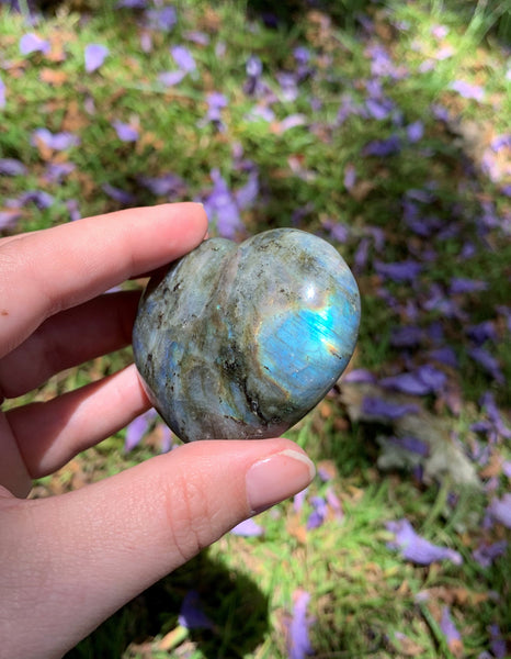 Labradorite Puffy Heart #4 With Blue Flash