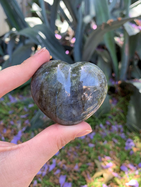 Labradorite Puffy Heart #4 With Blue Flash