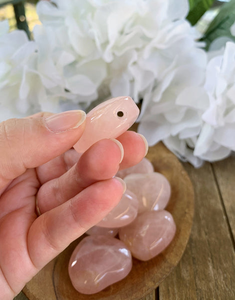 Top-Drilled Rose Quartz Puffy Heart