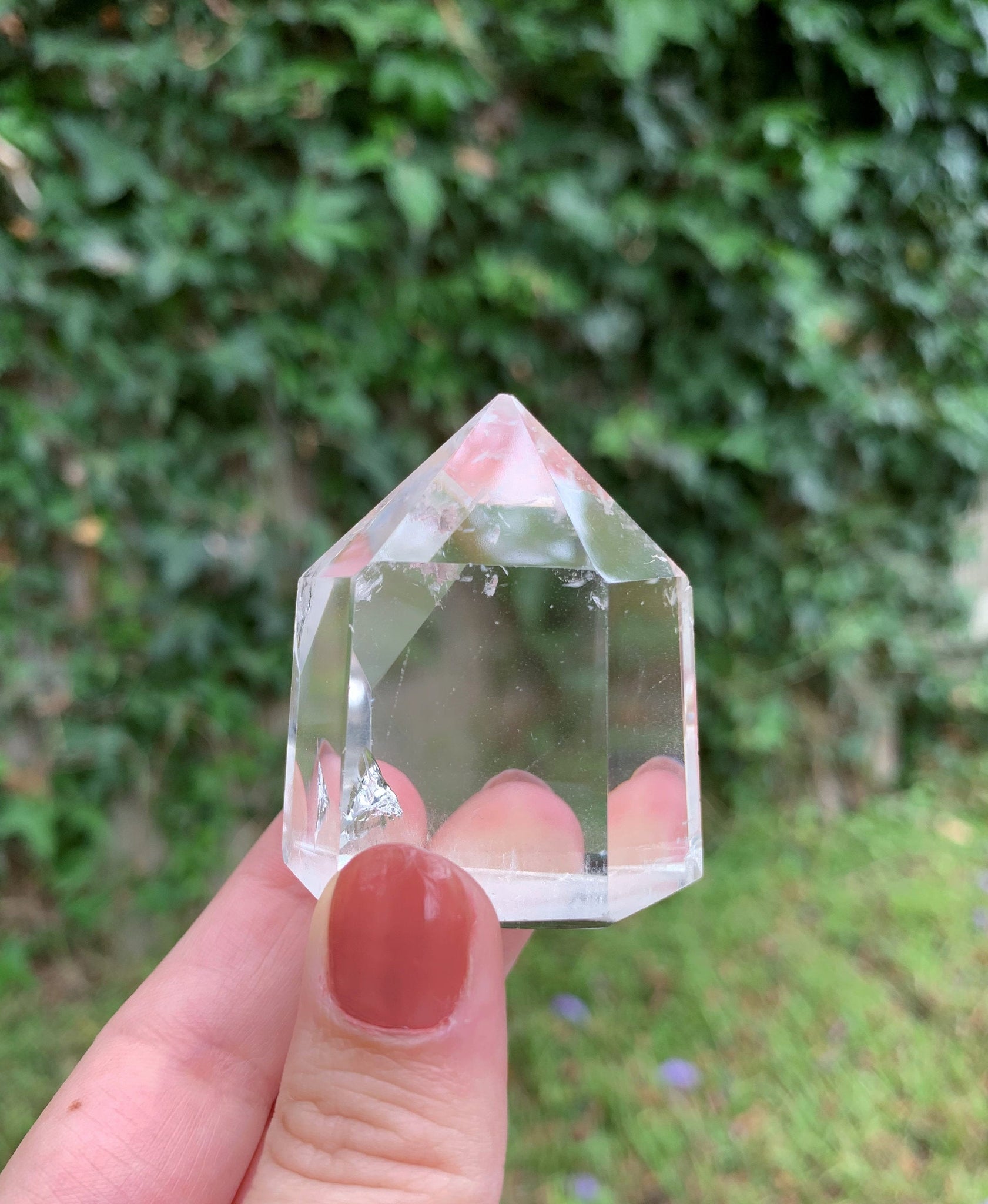 Chipped Point w/ Rainbow - Medium Clear Quartz Healing Point #3