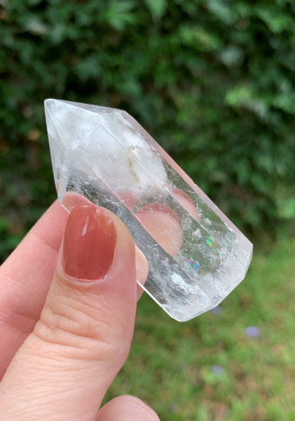 Chipped Point w/ Rainbow- Small Clear Quartz Healing Point #5