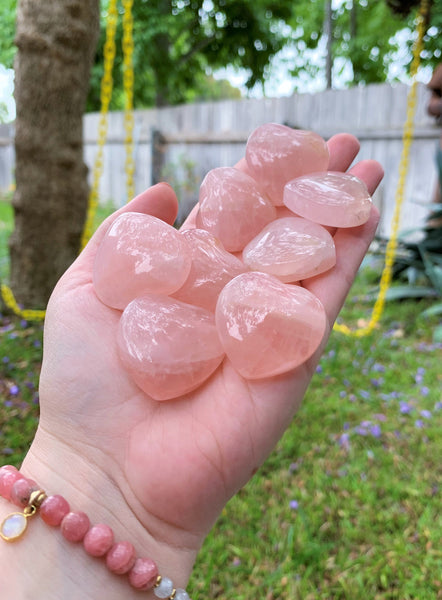 Top-Drilled Rose Quartz Puffy Heart