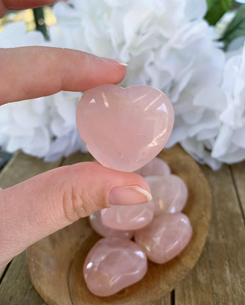 Top-Drilled Rose Quartz Puffy Heart