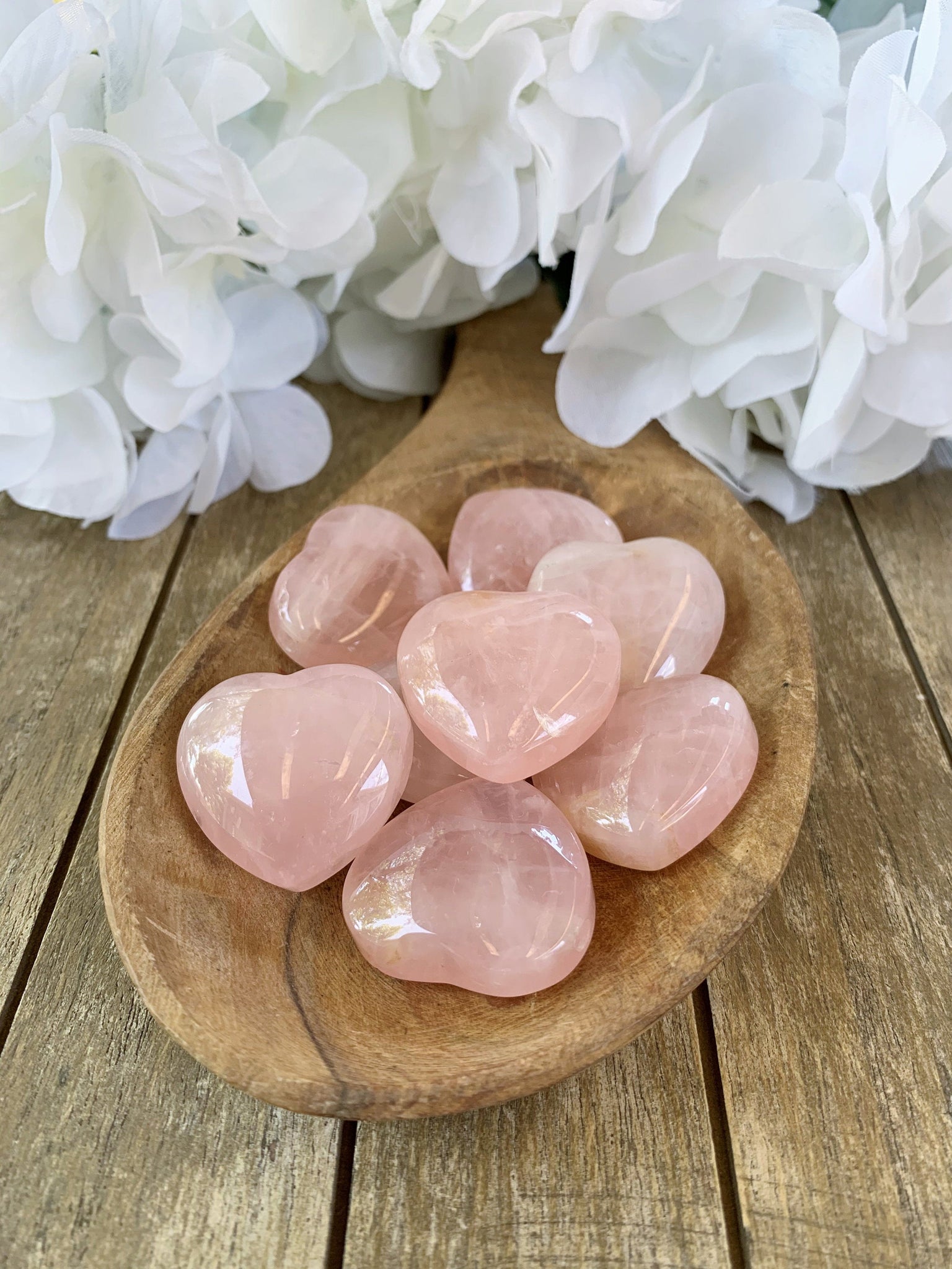 Top-Drilled Rose Quartz Puffy Heart