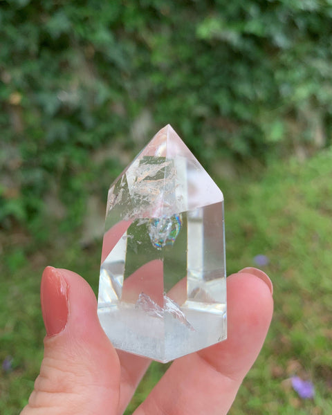 Chipped Point w/ Rainbow - Medium Clear Quartz Healing Point #3