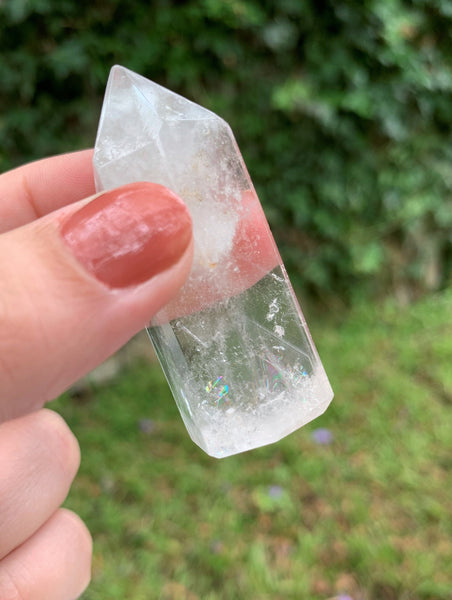 Chipped Point w/ Rainbow- Small Clear Quartz Healing Point #5