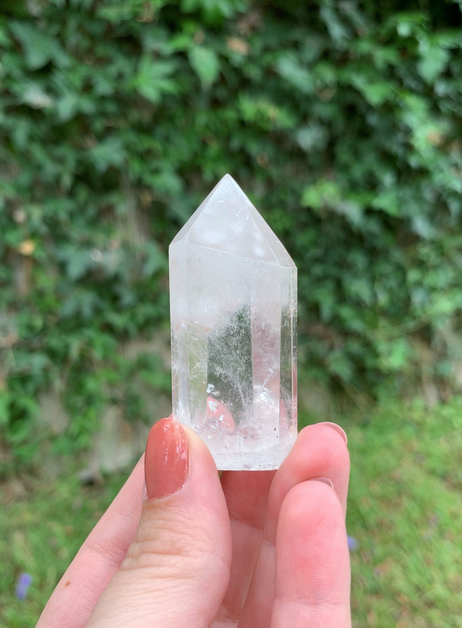 Chipped Point w/ Rainbow- Small Clear Quartz Healing Point #5