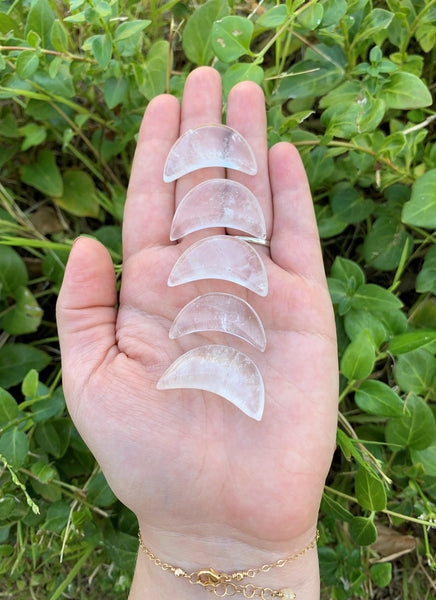 Clear Quartz Puffy Crescent Moon