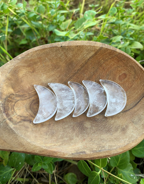 Clear Quartz Puffy Crescent Moon