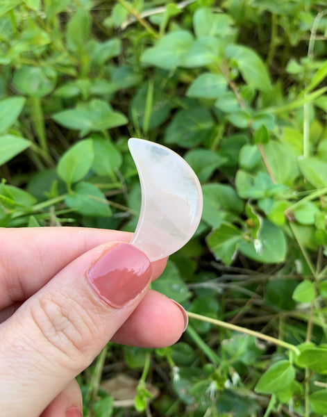 Rose Quartz Puffy Crescent Moon