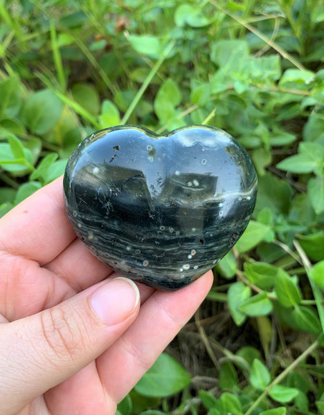 Orbicular (Ocean) Jasper Puffy Heart #1