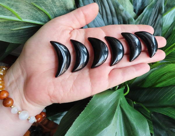 Black Obsidian Puffy Crescent Moon