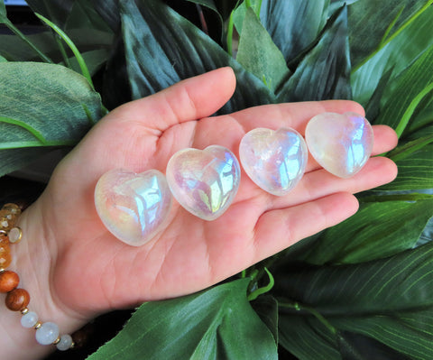 Aura Clear Quartz Puffy Heart