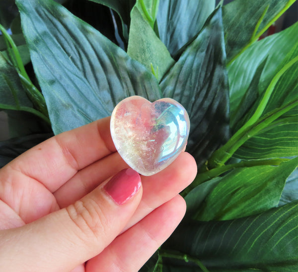 Aura Clear Quartz Puffy Heart