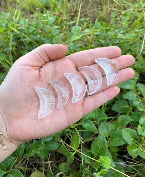 Clear Quartz Puffy Crescent Moon