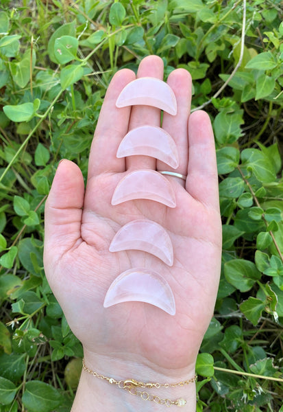 Rose Quartz Puffy Crescent Moon