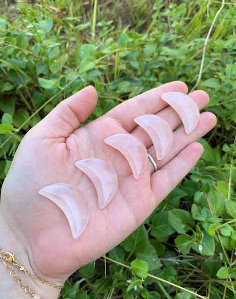 Rose Quartz Puffy Crescent Moon