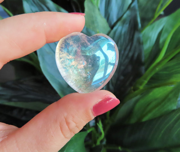 Aura Clear Quartz Puffy Heart