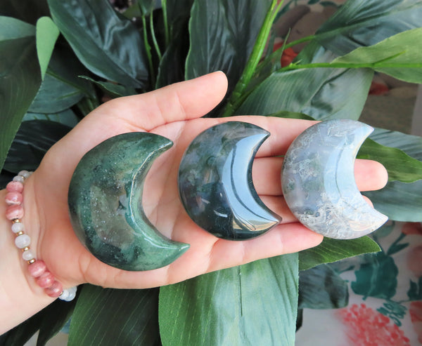 Large Moss Agate Moon