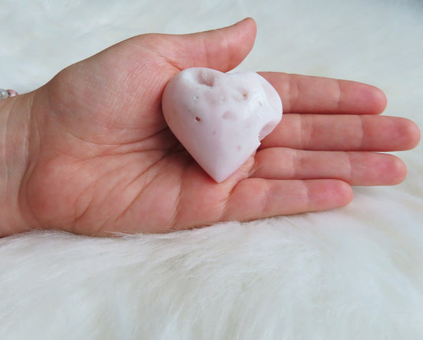 Pink Opal Puffy Heart Stone #7