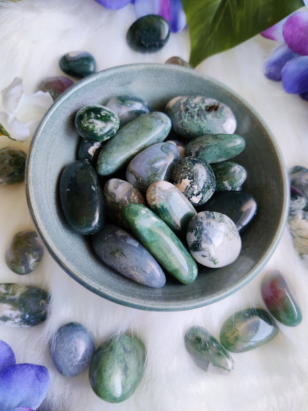 Moss Agate Tumbled Stones