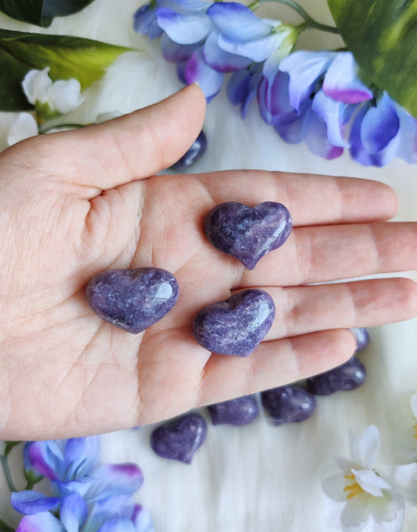 Dainty Lepidolite Puffy Heart