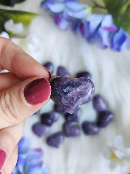 Dainty Lepidolite Puffy Heart