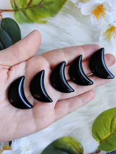 Black Obsidian Puffy Crescent Moon