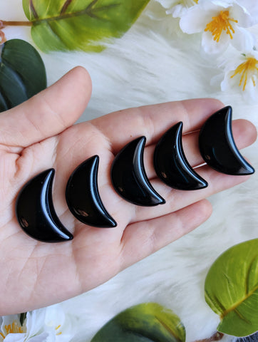 Black Obsidian Puffy Crescent Moon