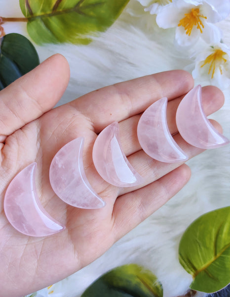 Rose Quartz Puffy Crescent Moon