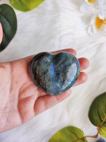 Labradorite Puffy Heart #4 With Blue Flash