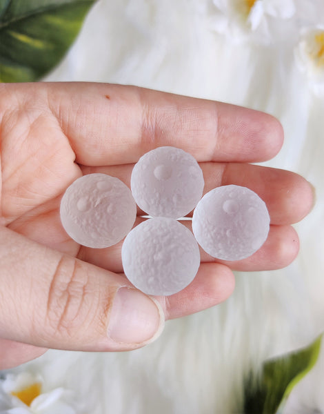 Dainty Full Moon Carved Clear Quartz Sphere