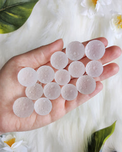 Dainty Full Moon Carved Clear Quartz Sphere