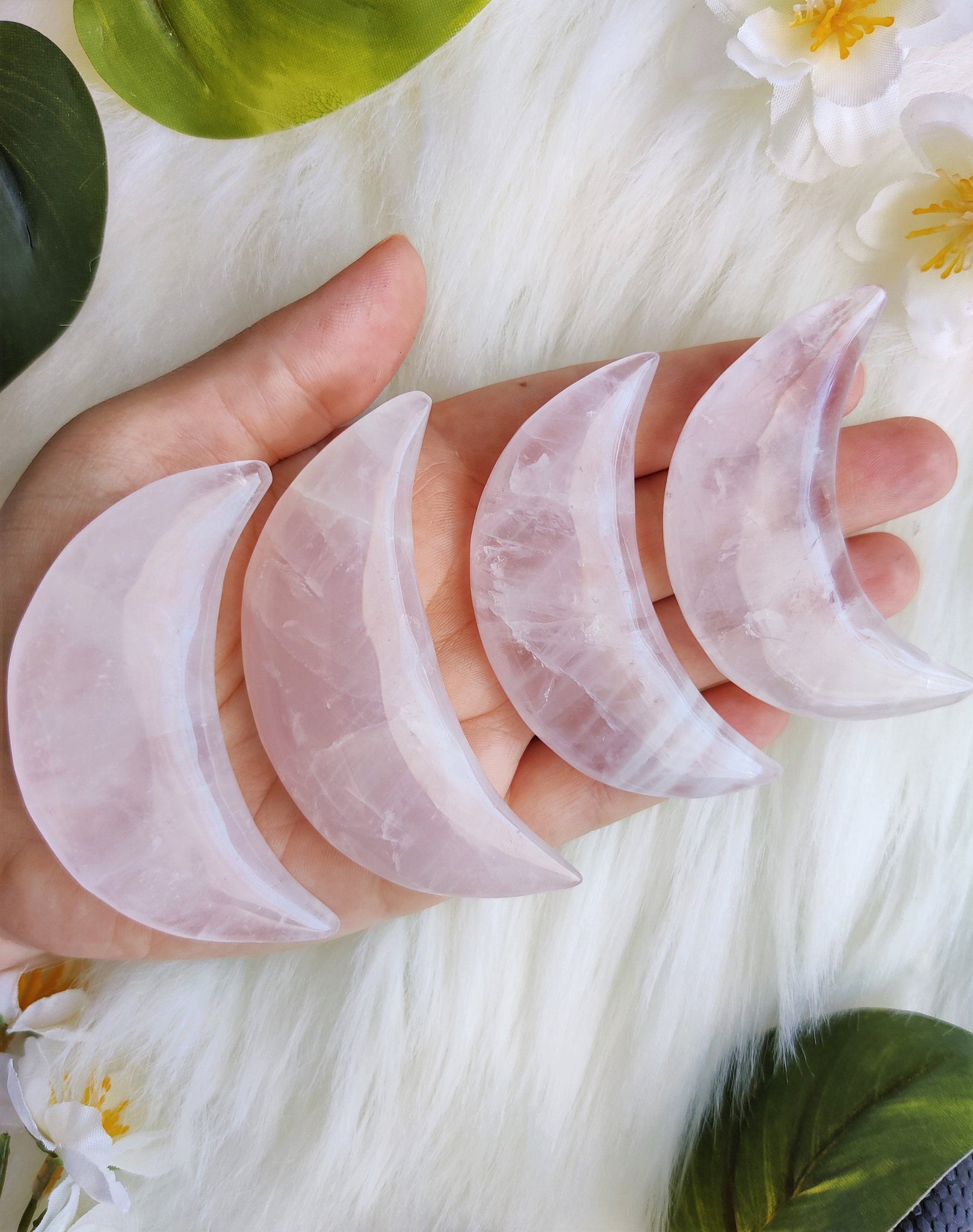 Large Rose Quartz Half Moons