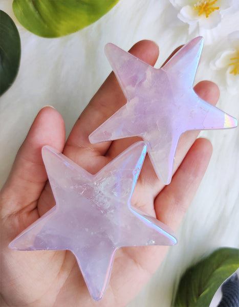 Large Aura Rose Quartz Stars